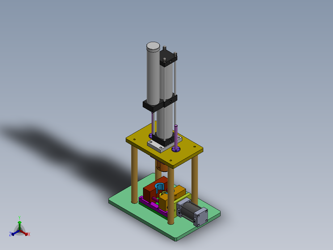 油泵铁壳封边机正等轴测图