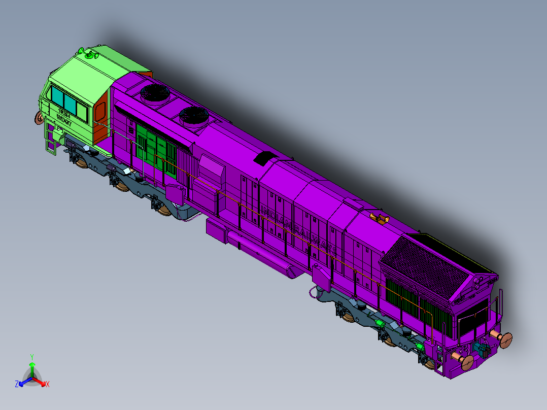 传动客运内燃机车后视图