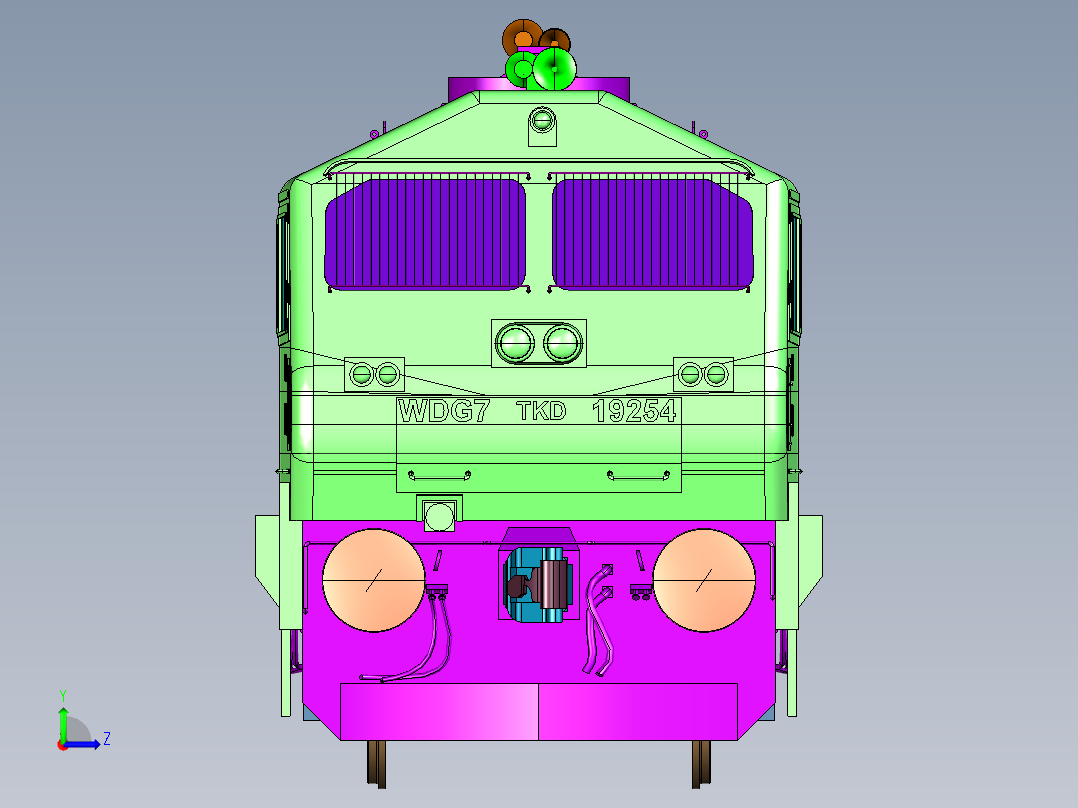 传动客运内燃机车左视图