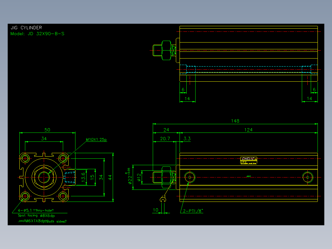 治具气缸2D-JD32x90-B-S