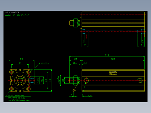 治具气缸2D-JD32x90-B-S