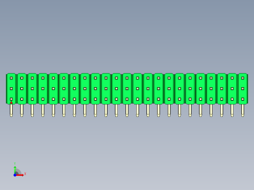 彩色公排针 100mil 2.54mm 系列-DS1022_green_3x23p_100mil_TypeD_rev1.0前视缩略图