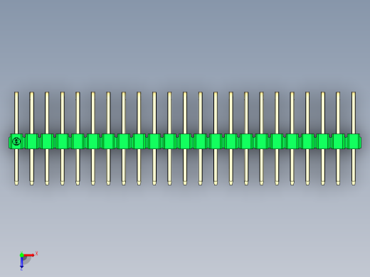 彩色公排针 100mil 2.54mm 系列-DS1022_green_3x23p_100mil_TypeD_rev1.0俯视缩略图