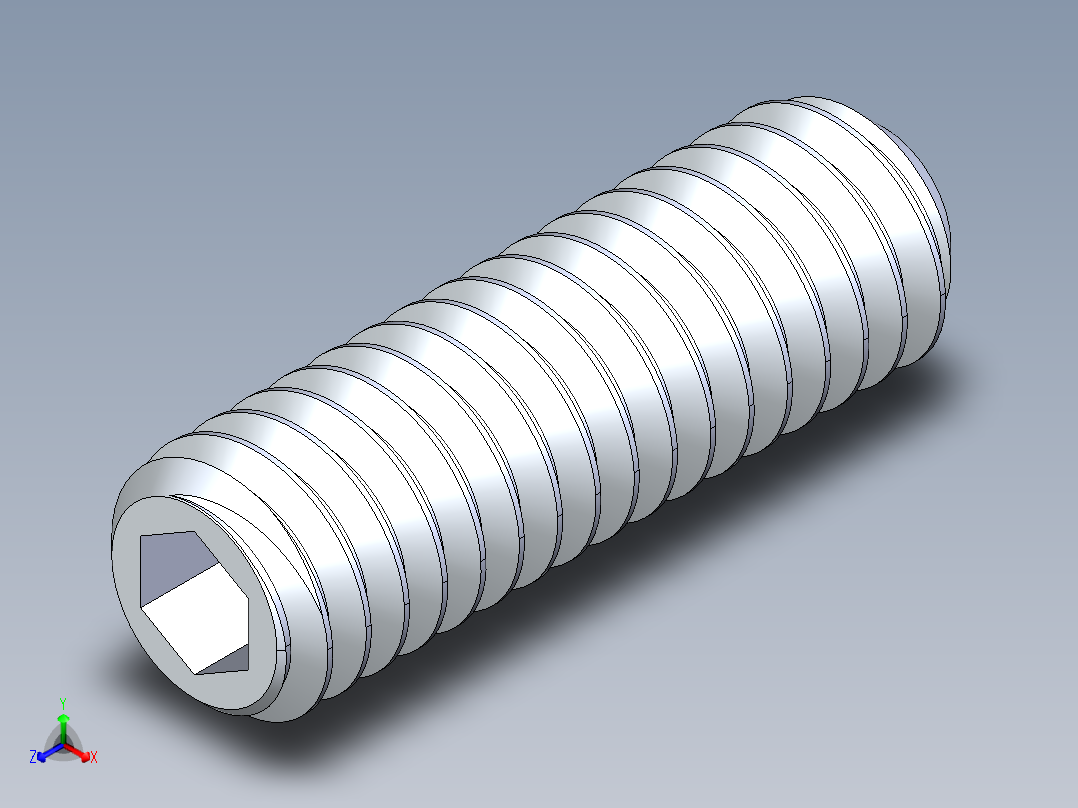 UNC 平头紧定螺钉-UNC SET SCREW 0.3125 x1.000.STEP正等轴测图