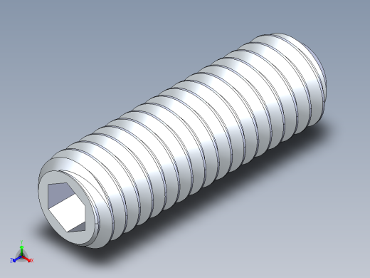 UNC 平头紧定螺钉-UNC SET SCREW 0.3125 x1.000.STEP正等轴测缩略图