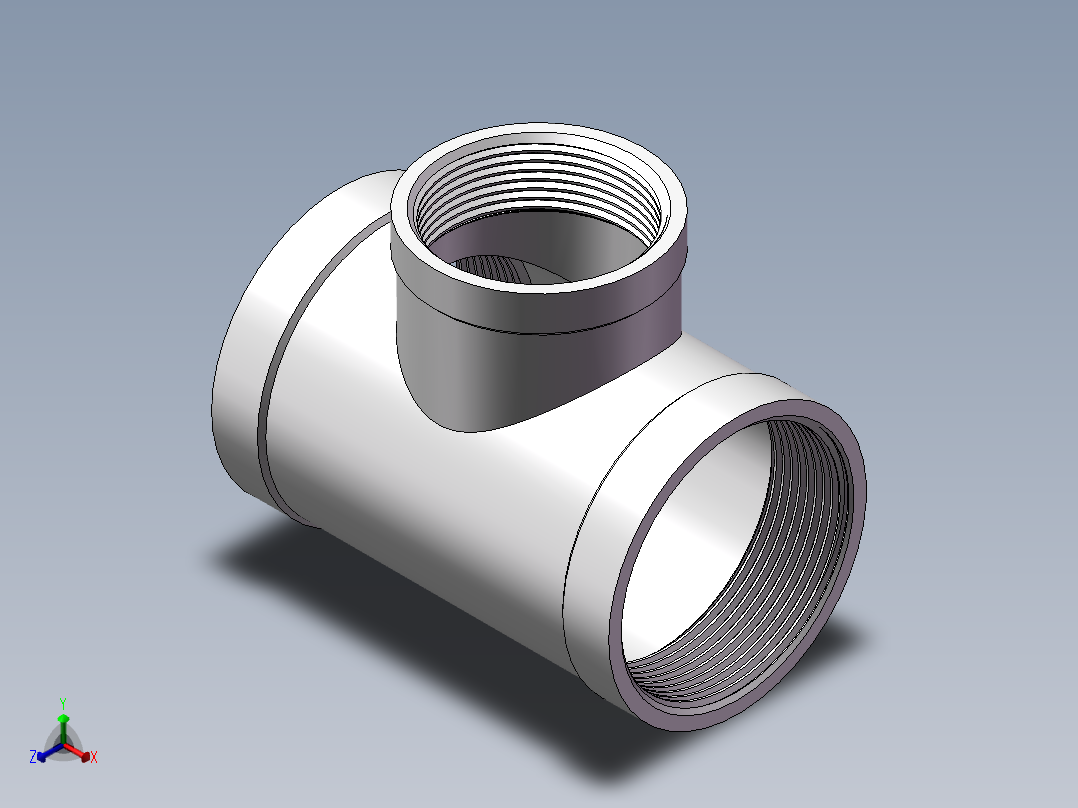三通-异径 DN50-DN40正等轴测图