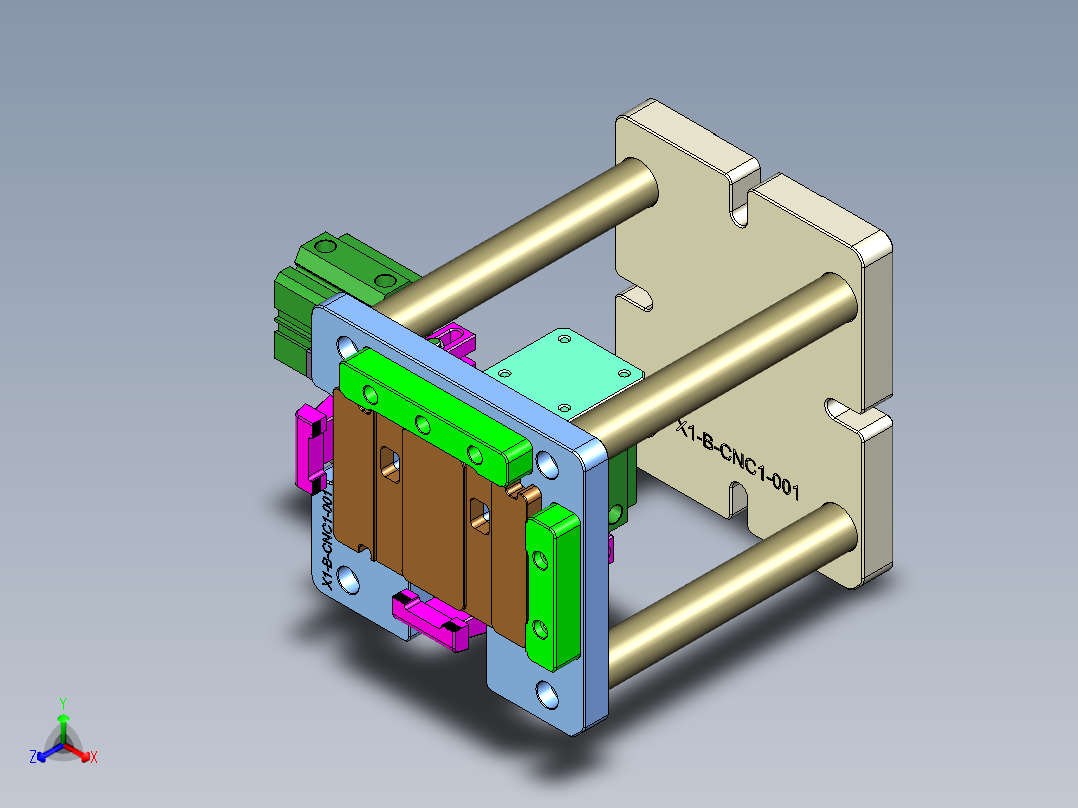 X1-CNC1笔记本CNC工装夹具三维模型-0314主视图