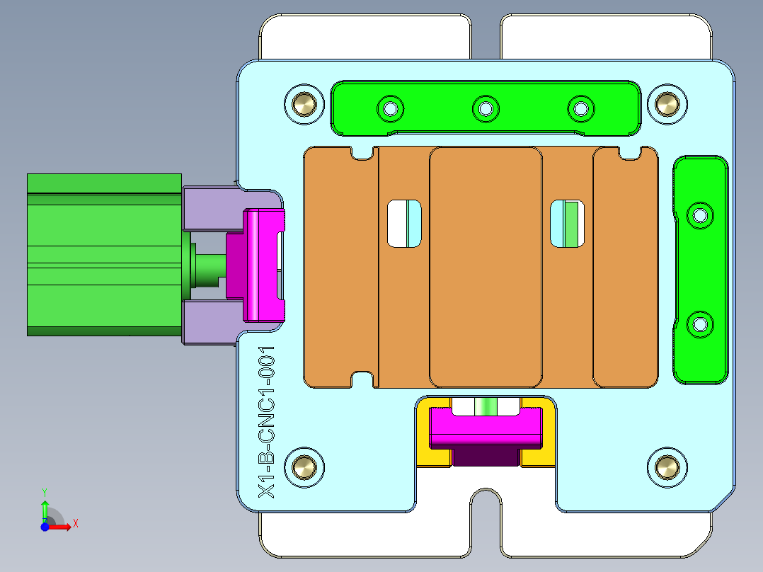X1-CNC1笔记本CNC工装夹具三维模型-0314前视图