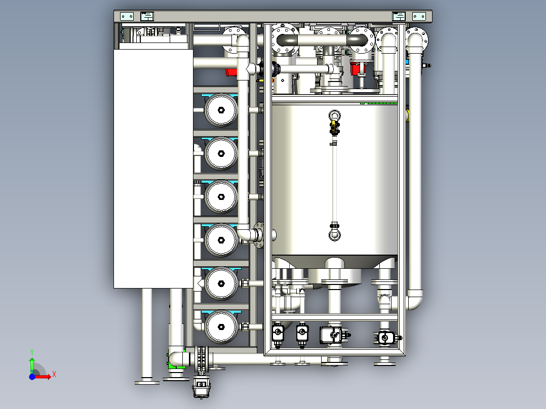 撬装两段式低压反渗透系统stp前视图