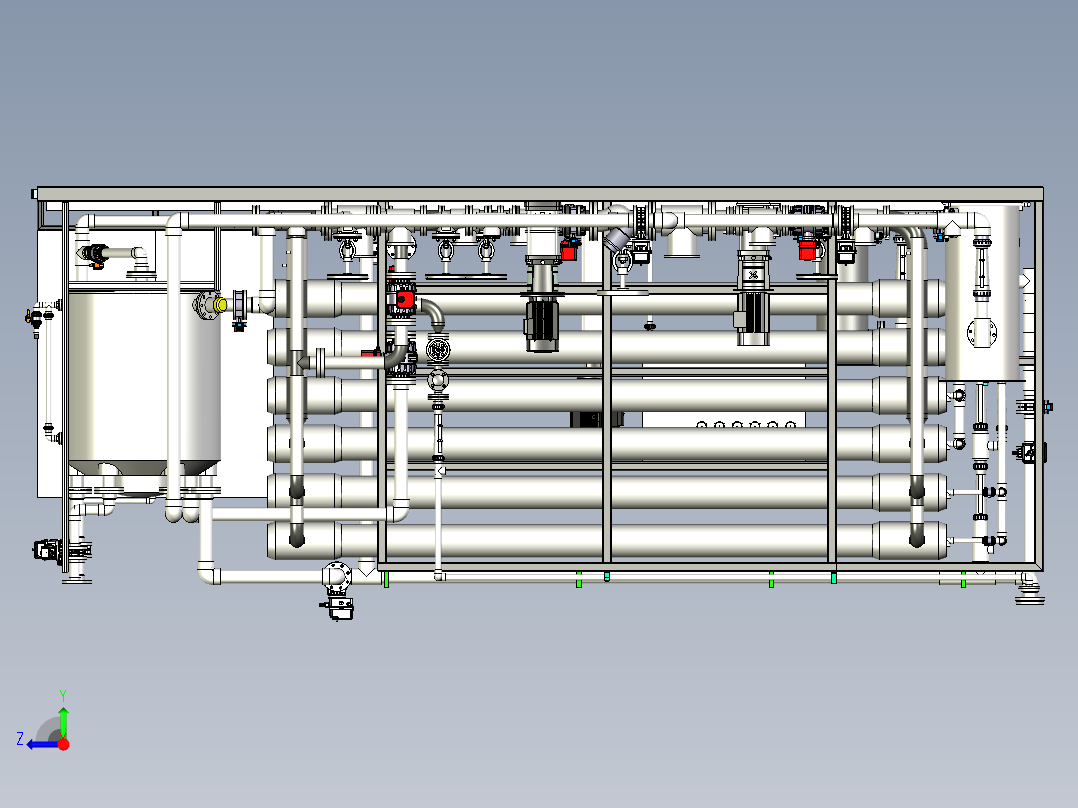 撬装两段式低压反渗透系统stp右视图