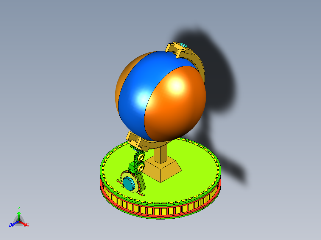 地球仪模型正等轴测图