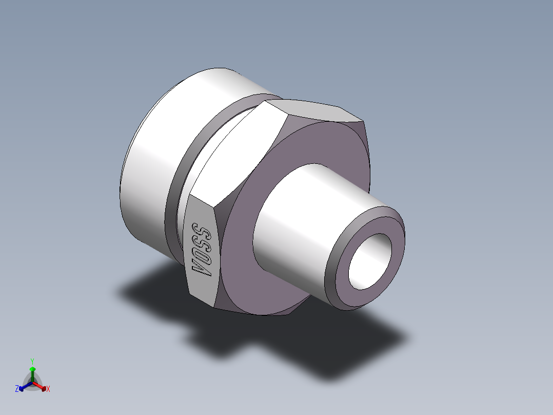 英制锥管螺纹直接头、1CT-22-04SP非标正等轴测图