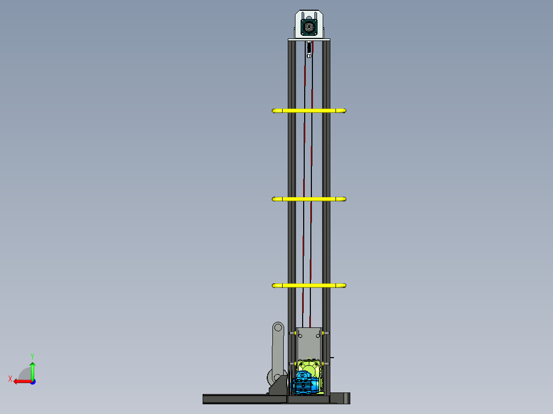 新型举升机三维模型设计后视图