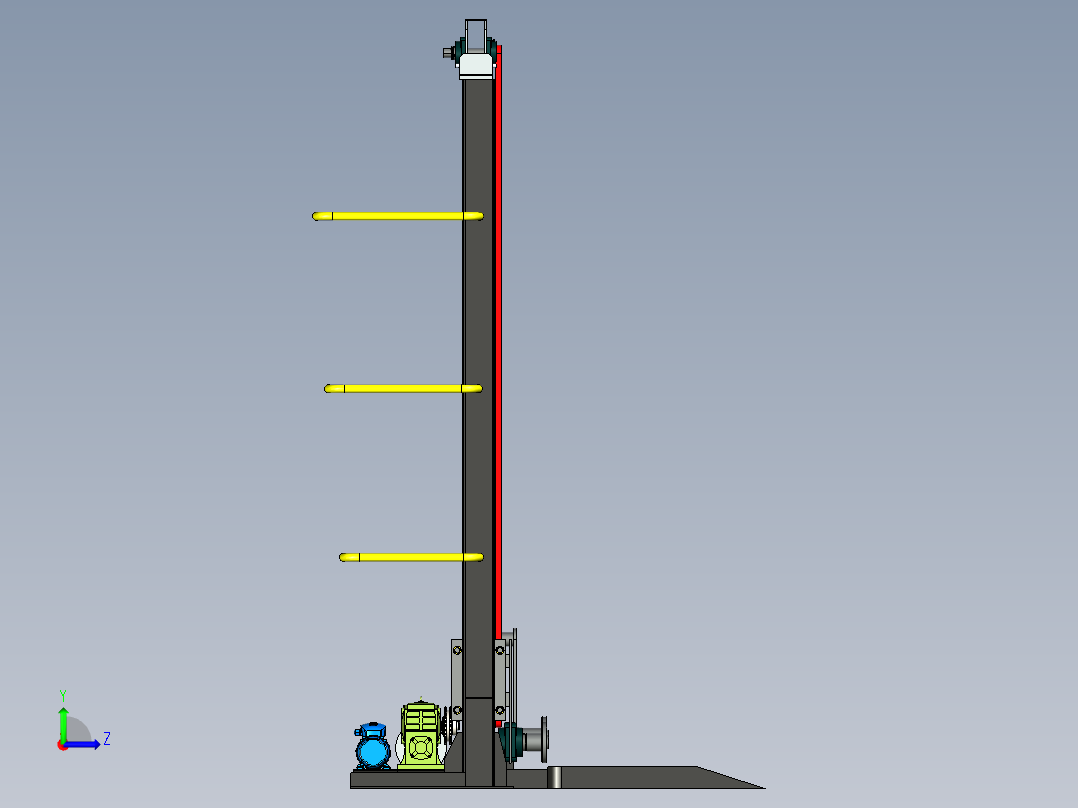 新型举升机三维模型设计左视图