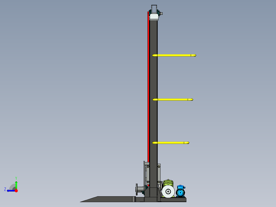 新型举升机三维模型设计右视图