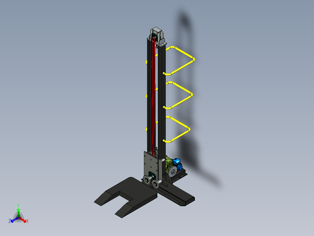 新型举升机三维模型设计正等轴测图