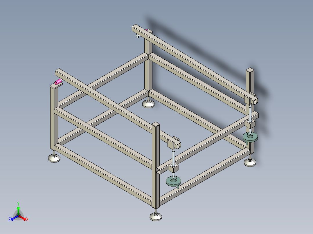 缠绕机下料架正等轴测图