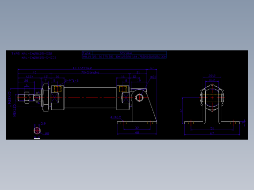 MAL20-25-32-40迷你气缸安装尺寸