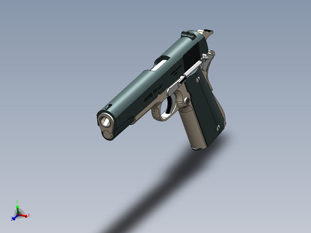 手枪左轮冲锋枪老式狙击步枪设计3D图纸colt-m1911a1-2 SW X_T主视图