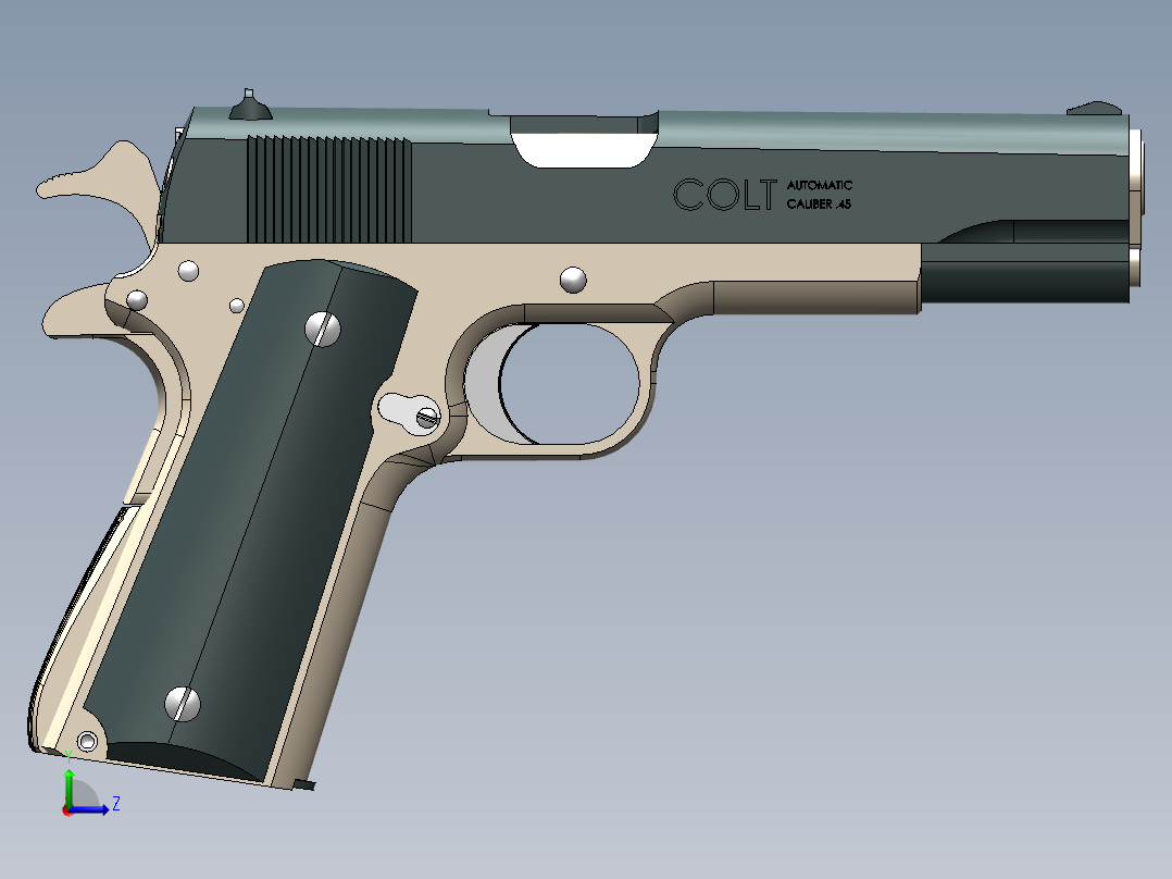 手枪左轮冲锋枪老式狙击步枪设计3D图纸colt-m1911a1-2 SW X_T左视图