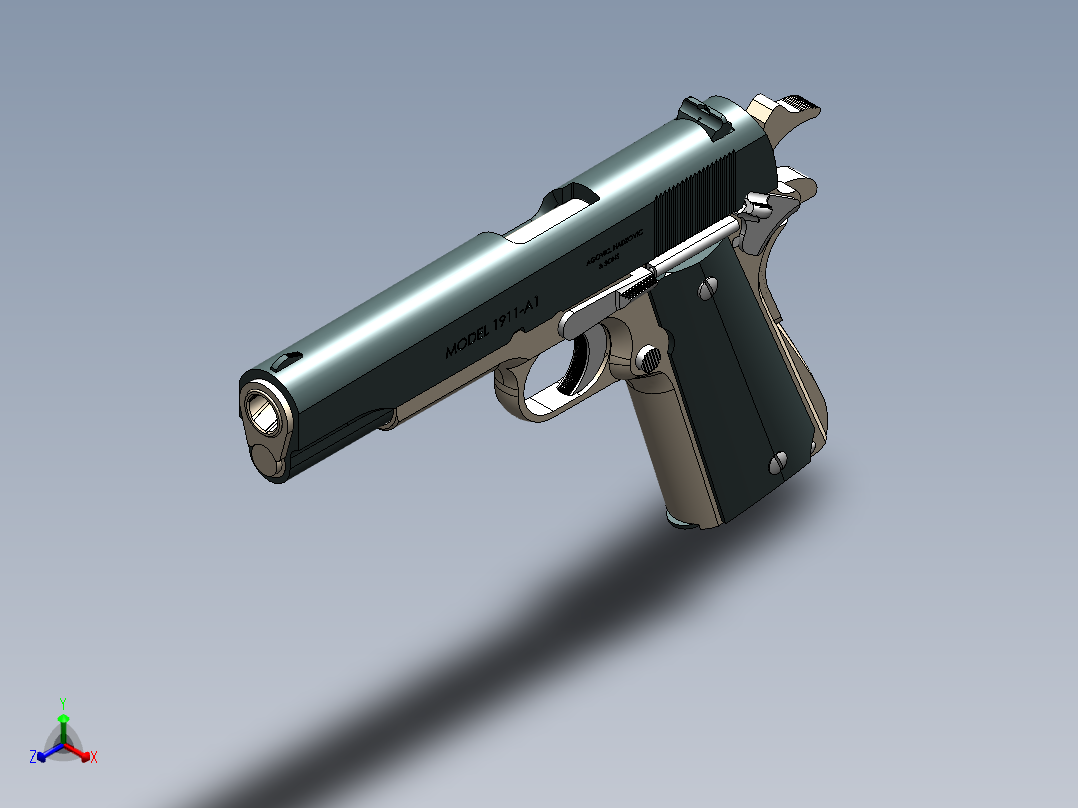 手枪左轮冲锋枪老式狙击步枪设计3D图纸colt-m1911a1-2 SW X_T正等轴测图