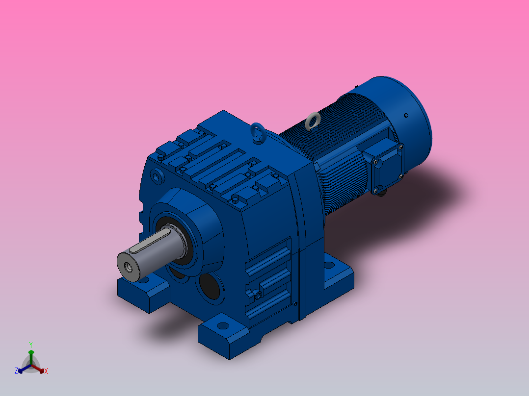 R147底脚轴伸式安装斜齿轮减速机R147-YVB4-8P-112M-M1-0°主视图