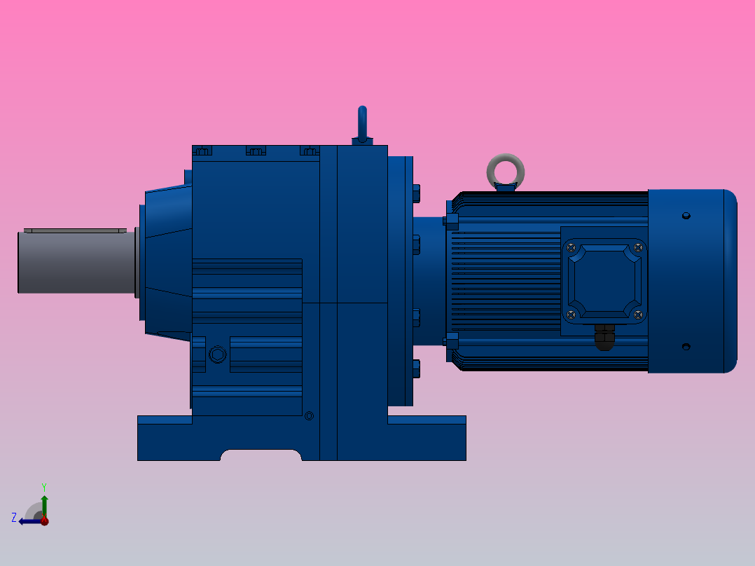 R147底脚轴伸式安装斜齿轮减速机R147-YVB4-8P-112M-M1-0°右视图