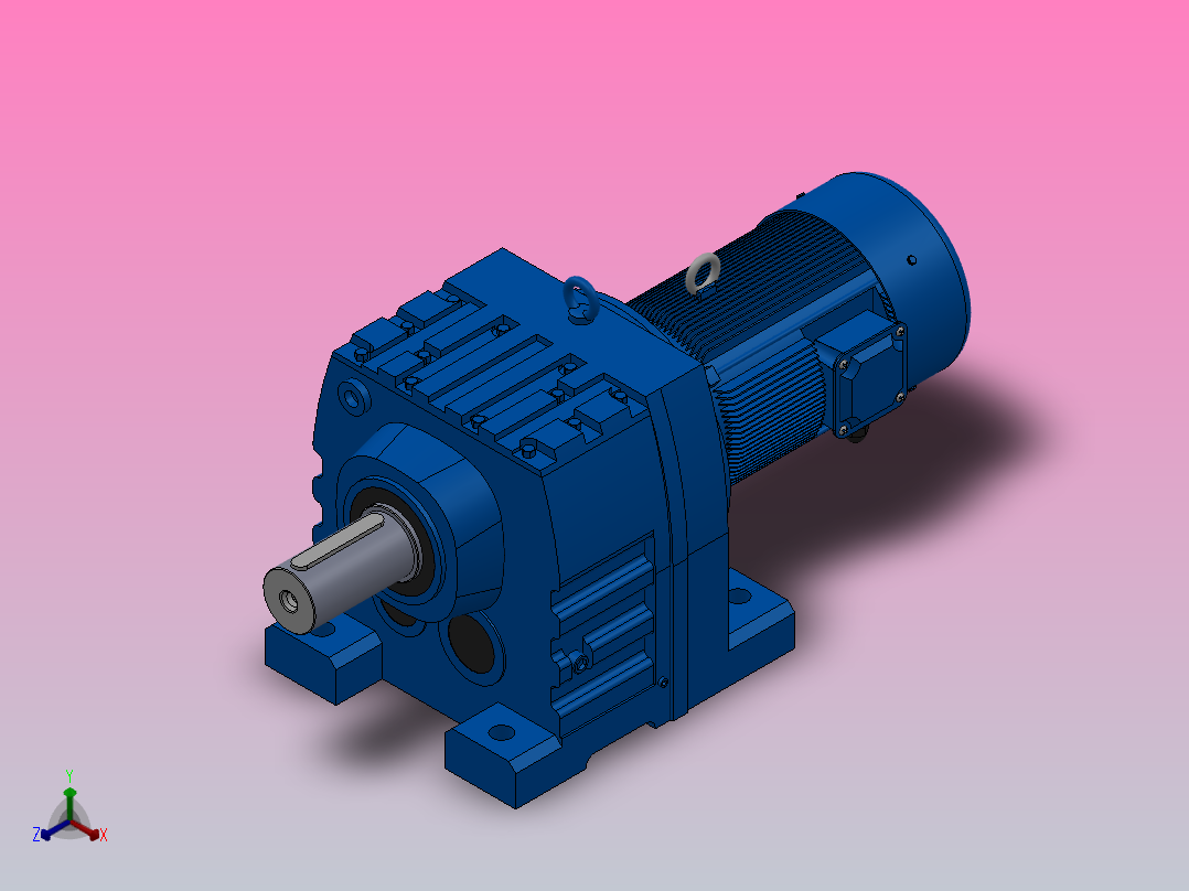 R147底脚轴伸式安装斜齿轮减速机R147-YVB4-8P-112M-M1-0°正等轴测图