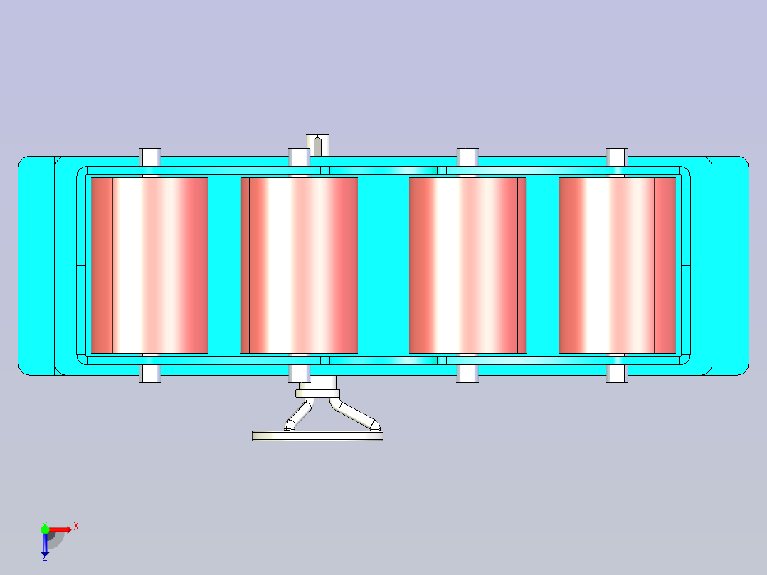 可调节管道滚轮支架俯视图