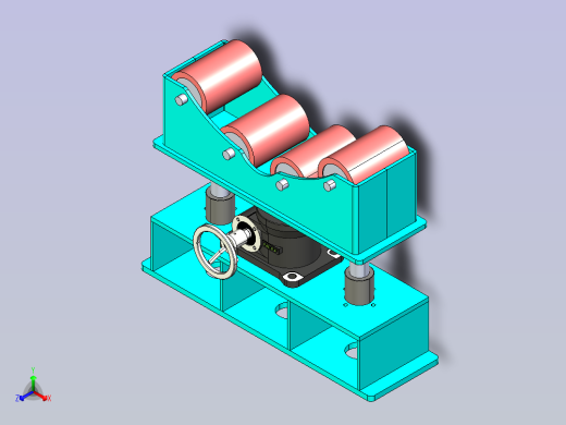 可调节管道滚轮支架正等轴测缩略图