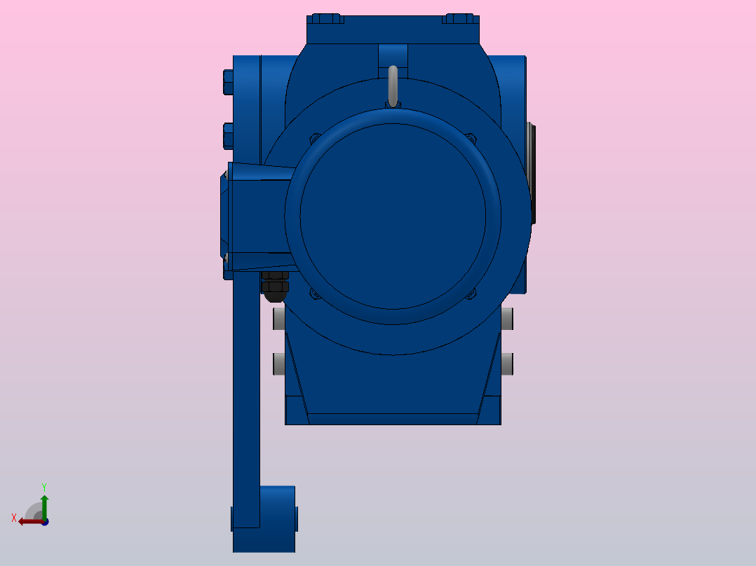 SAT87带防转臂空心轴安装斜齿-蜗轮蜗杆减速机SAT87-YV0.37-8P-198-M1-0°-B后视图