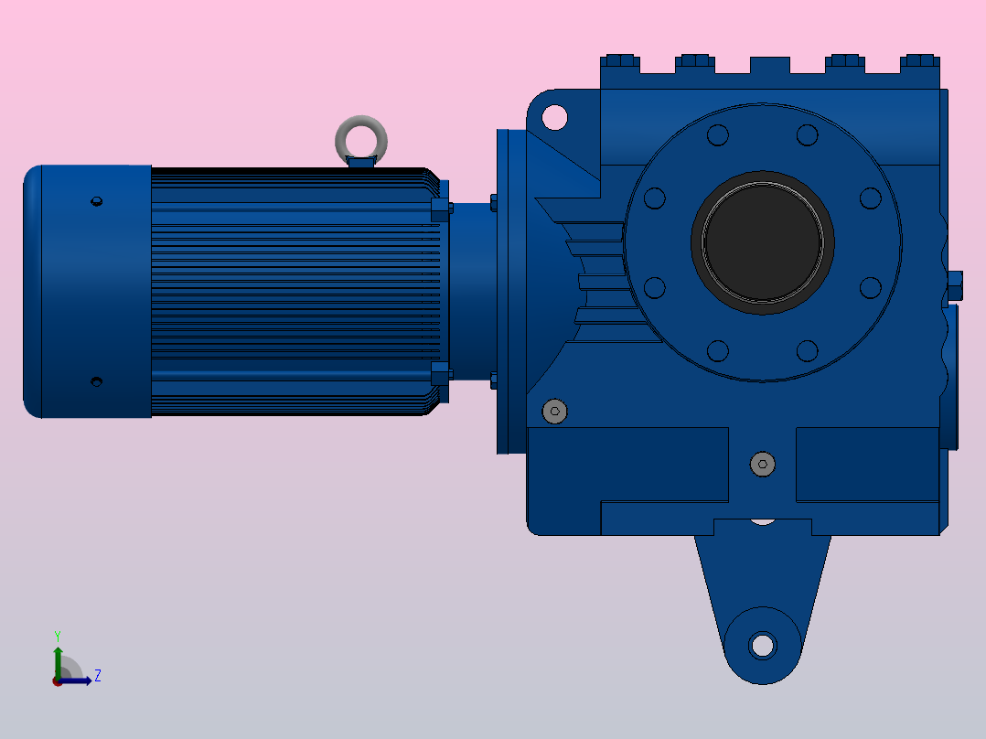 SAT87带防转臂空心轴安装斜齿-蜗轮蜗杆减速机SAT87-YV0.37-8P-198-M1-0°-B左视图