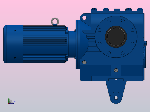 SAT87带防转臂空心轴安装斜齿-蜗轮蜗杆减速机SAT87-YV0.37-8P-198-M1-0°-B左视缩略图