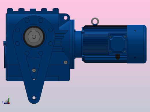 SAT87带防转臂空心轴安装斜齿-蜗轮蜗杆减速机SAT87-YV0.37-8P-198-M1-0°-B右视缩略图