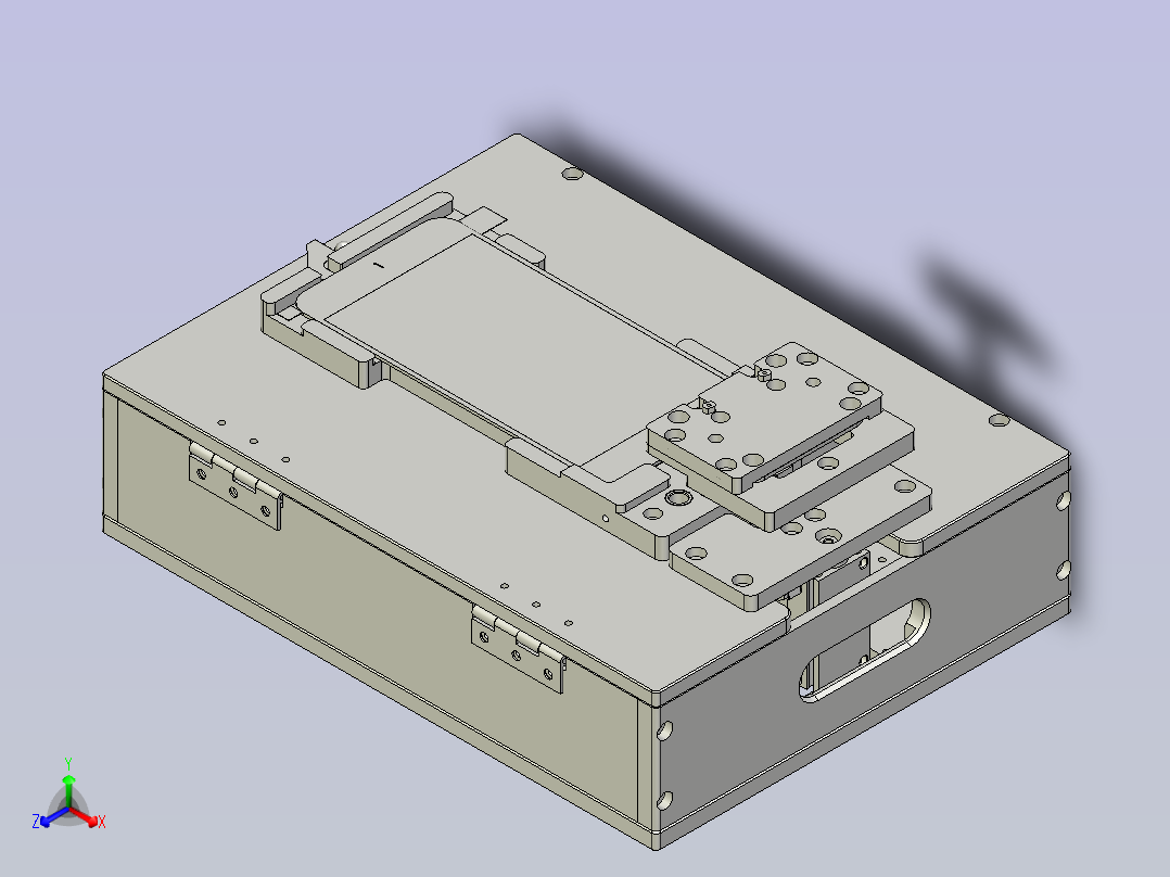 手机屏幕点亮治具3D图模型正等轴测图