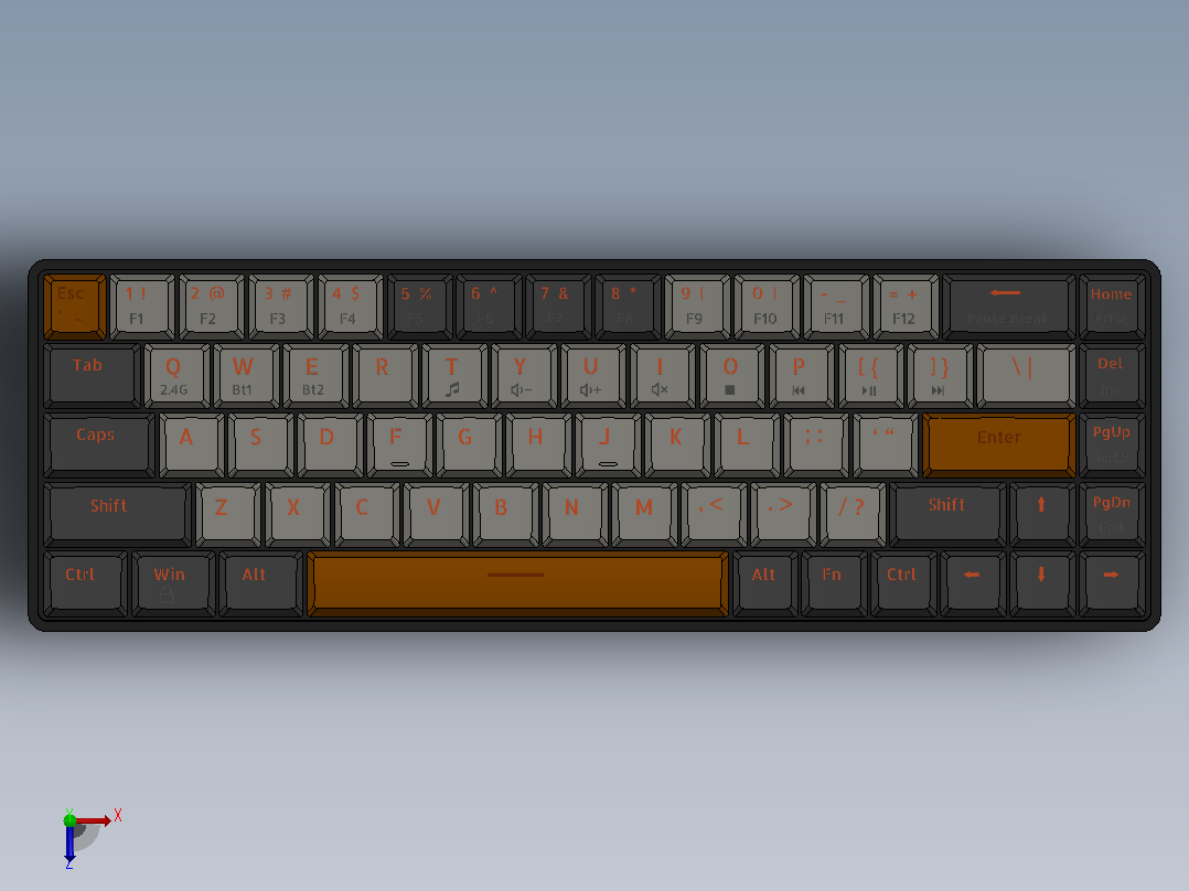 K68 键盘俯视图