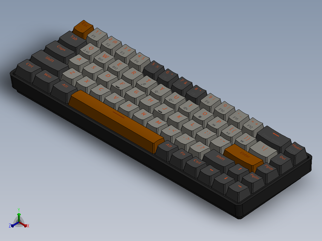 K68 键盘正等轴测图