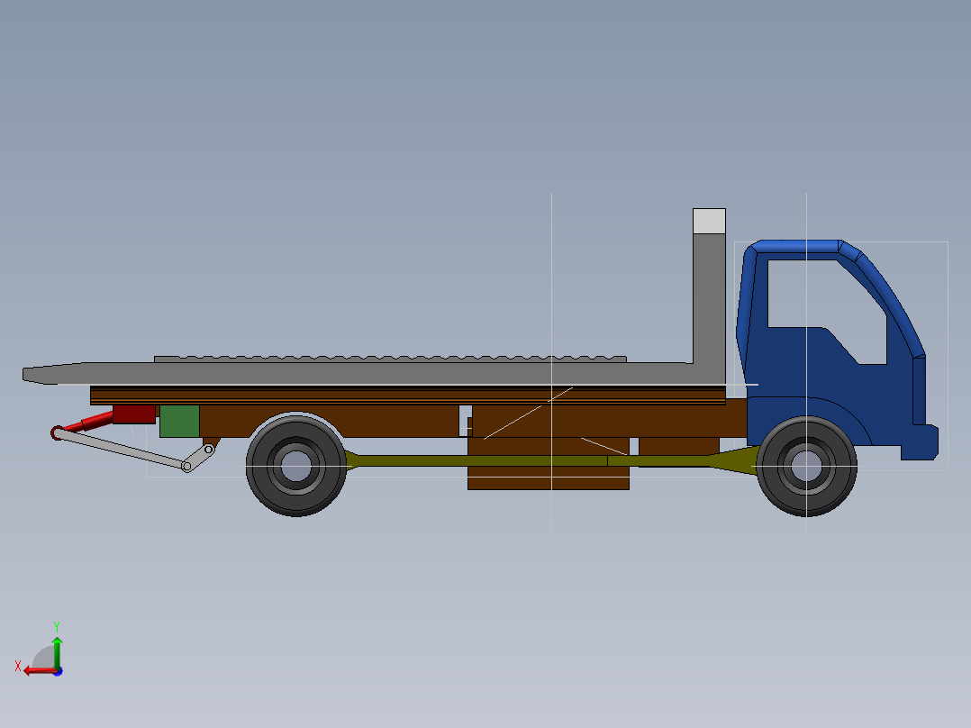 平板式清障车的设计(sw+cad+说明书)后视图