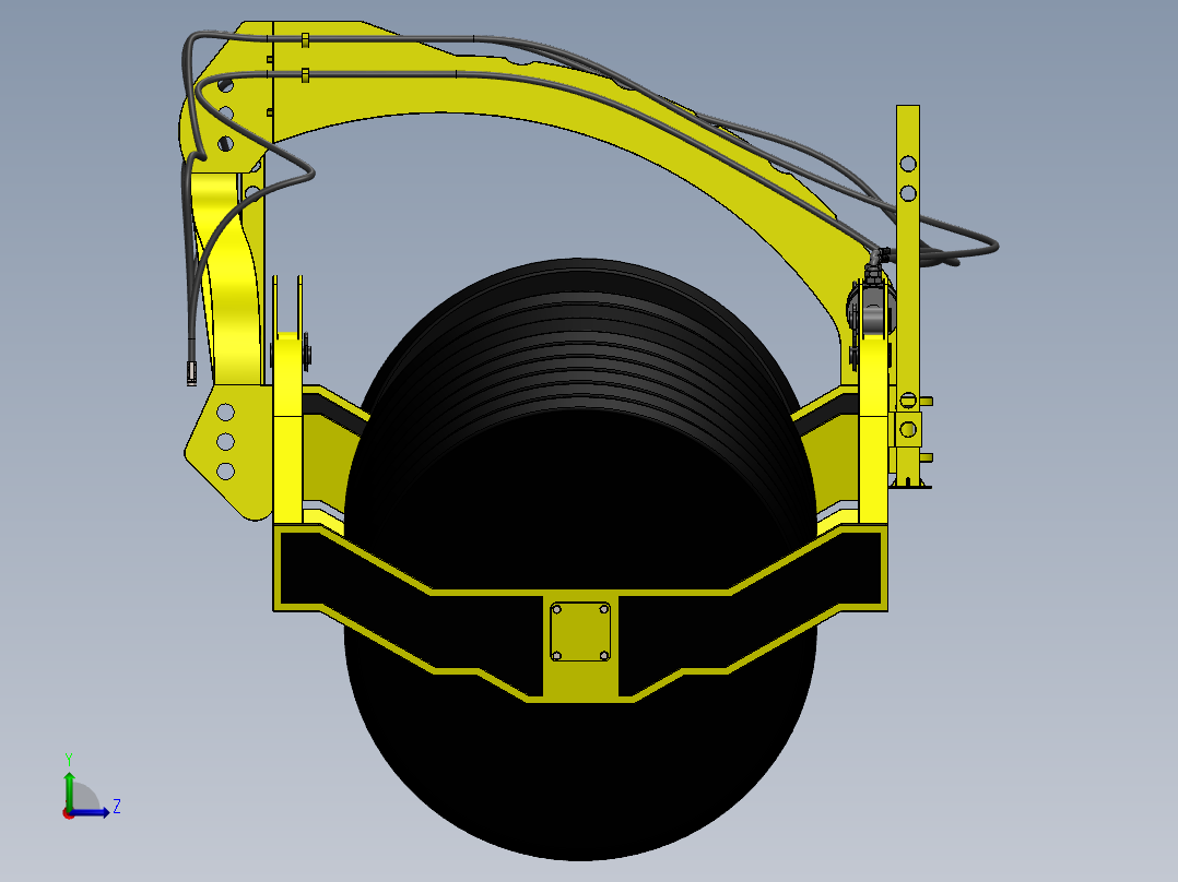 青贮料压实机滚筒3D数模图纸 Solidworks设计左视图