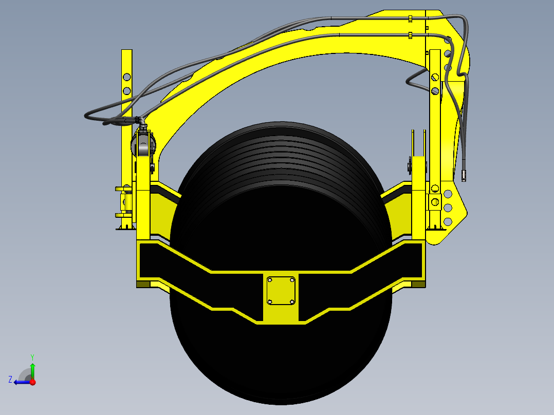 青贮料压实机滚筒3D数模图纸 Solidworks设计右视图