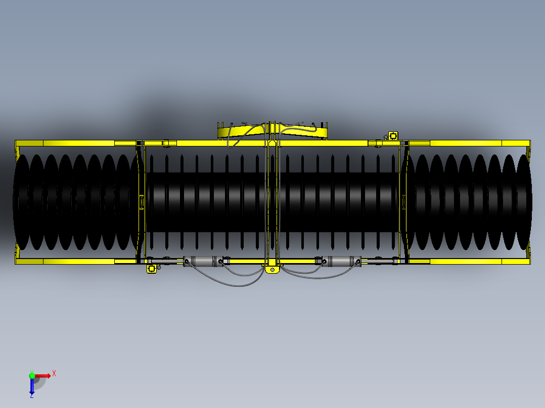 青贮料压实机滚筒3D数模图纸 Solidworks设计俯视图