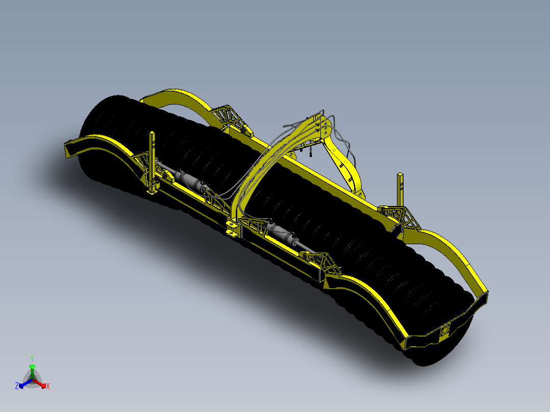 青贮料压实机滚筒3D数模图纸 Solidworks设计正等轴测图