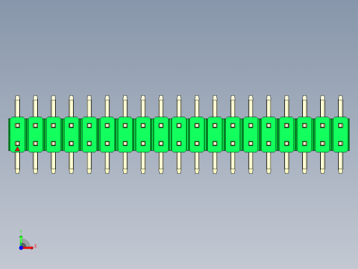 彩色公排针 100mil 2.54mm 系列-DS1022_green_38p_100mil_TypeSMT_rev1.0前视缩略图