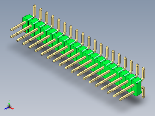 彩色公排针 100mil 2.54mm 系列-DS1022_green_38p_100mil_TypeSMT_rev1.0正等轴测缩略图