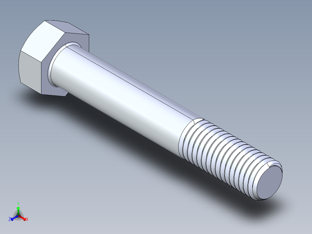 UNC 六角螺栓-Hex Bolt 0.625-11 x 4正等轴测图