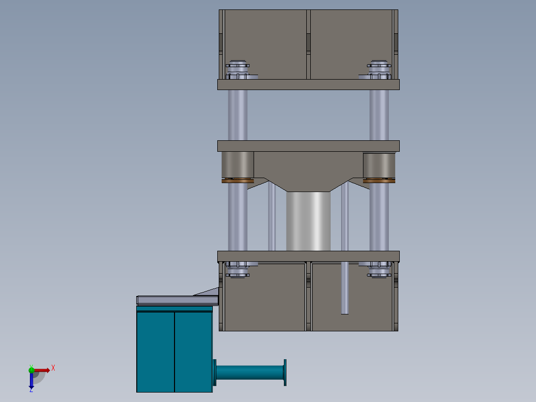 非标300T液压机设备模型俯视图