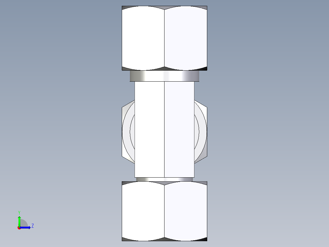 卡套式工业通用硬管接头EO_Swivel_nut_run_tee_EL14S71左视图