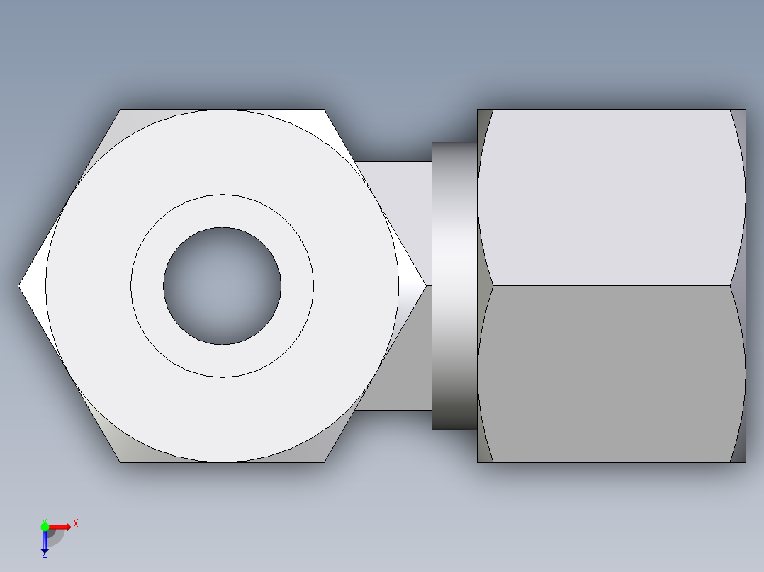 卡套式工业通用硬管接头EO_Swivel_nut_run_tee_EL14S71俯视图