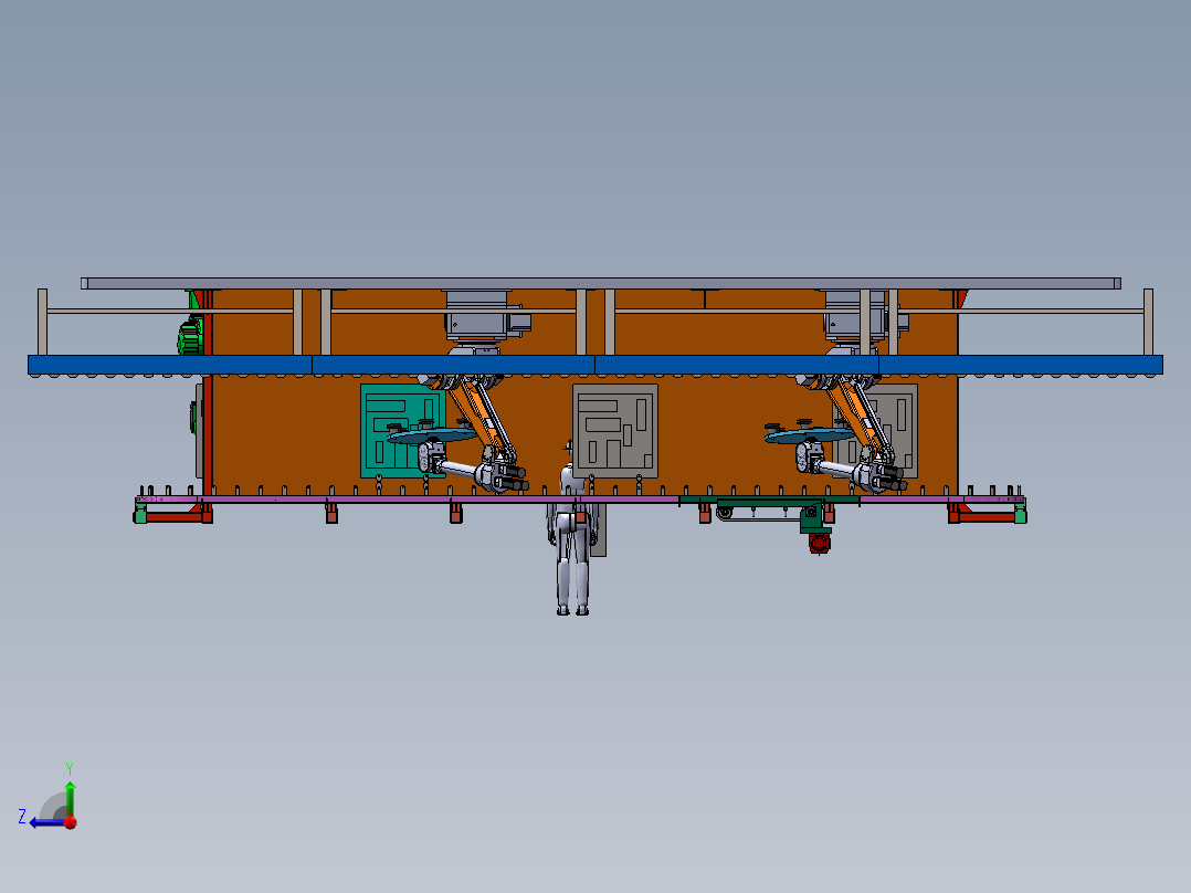 运输链产品的机械手喷涂模拟右视图