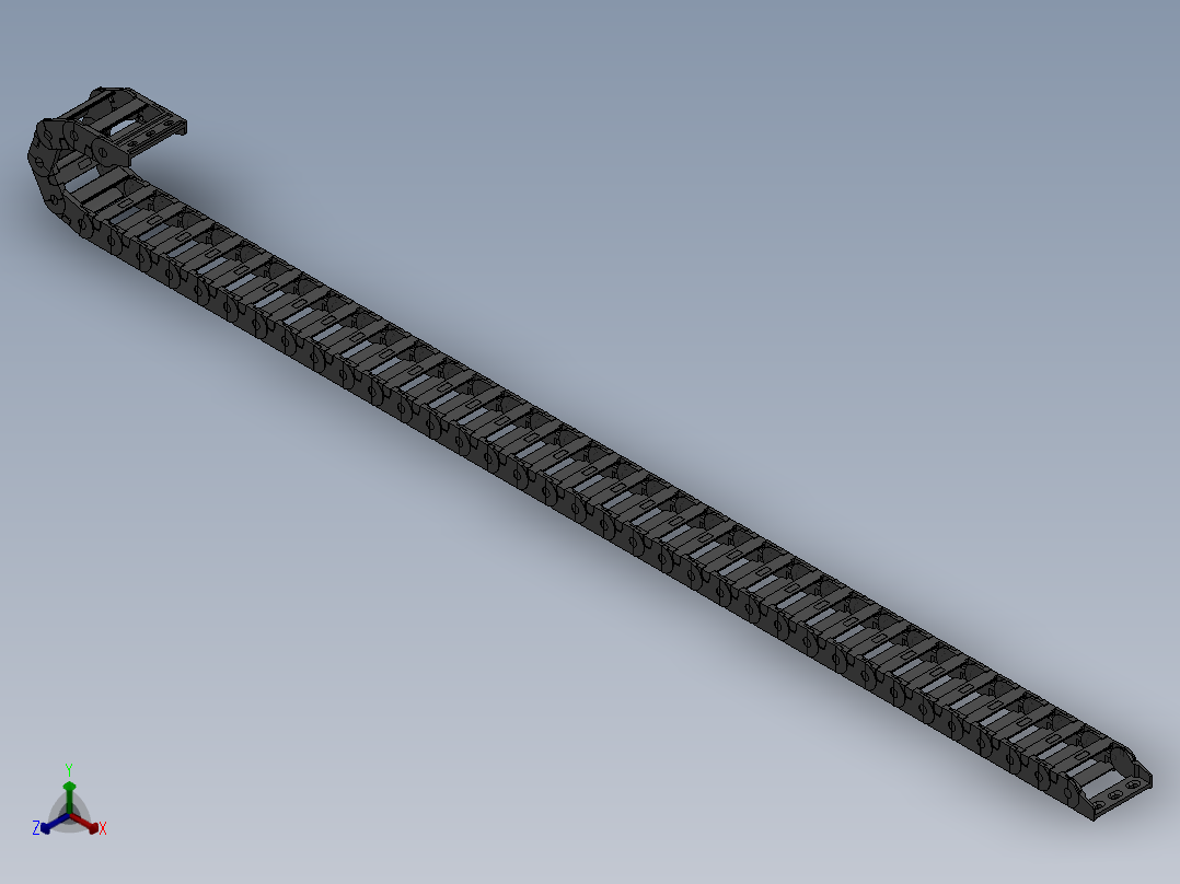 内高25内侧打开型桥式拖链[DMD25BT-25-77-R55-500-A1]正等轴测图